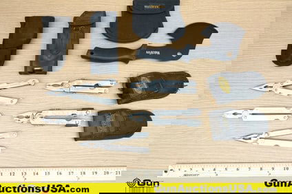Gerber, American Camper, Watchfire Multi Tools, Hatchett. Good Condition. Five Assorted Multi Tools