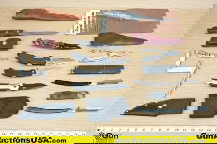 Berkley, Olsenok, Schrade, Etc The John J, 450, Etc Knives. Good Condition. Fifteen Total Knives;