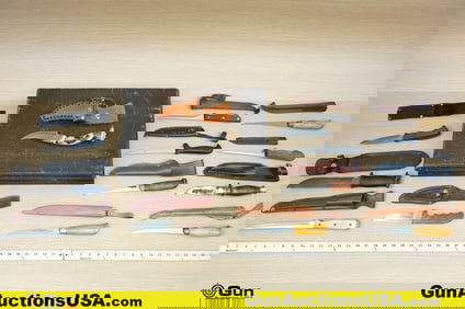 Glading, Rogers, Etc Knives. Thirteen Assorted Knives, Includes Wooden Display Box.. (79894)