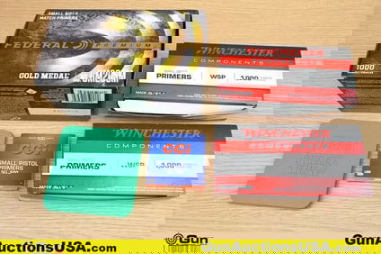 FED, WIN Reloading Supp.. 2100 Total Primers; 1100 Small Pistol Primers, 1000 Small Rifle Primers,