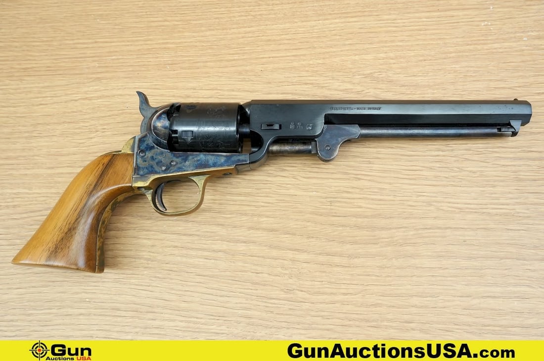 F. LLI PIETTA .36 Caliber Revolver. Good Condition, Normal Handling Marks. 7.5" Barrel. Single: F. LLI PIETTA .36 Caliber Revolver. Good Condition, Normal Handling Marks. 7.5" Barrel. Single Action Cap and Ball Features a Brushed Blued Octagonal Barrel, Fixed Brass Front Sight, Case Hardened Loa