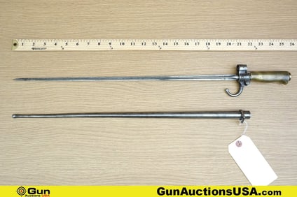 French Surplus 1886 COLLECTOR'S Spike Bayonet. Very Good. One 1886 Lebel Spike Bayonet and Scabbard.