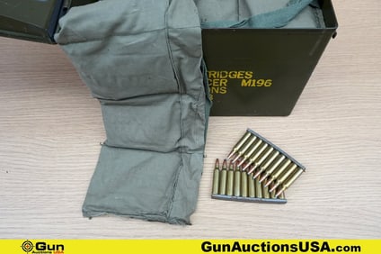 U.S. Surplus 5.56 Ammo. Approx. 700 Rds in Stripper Clips and Three Bandoleers. Includes Metal Ammo