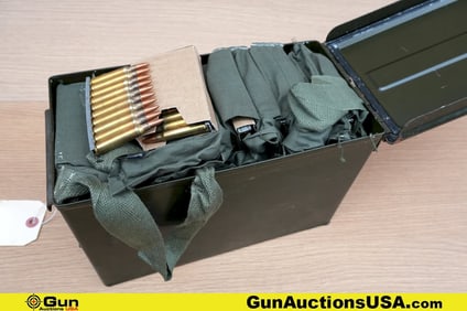U.S. Surplus 5.56 NATO Ammo. 840 Rds in Stripper Clips and Six Bandoleers. Includes Metal Ammo Can.