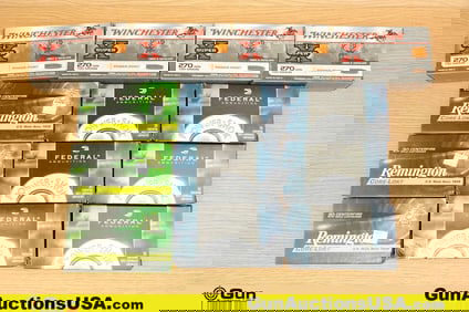 Federal, Winchester, Remington 270 WIN Ammo. Approx. 260 Rds of Assorted .270 Win, . (80017)