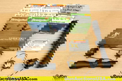 NC STAR, Winchester, Remington Scopes, Ammo. Very Good. One NC STAR Rifle Scope 6x32 Mild Dot Boxed