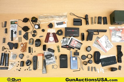 Sig, MTM, Crimson Trace, Etc. Gun Pars, Accessories . Very Good. Approx. 55 Pistol and Revolver