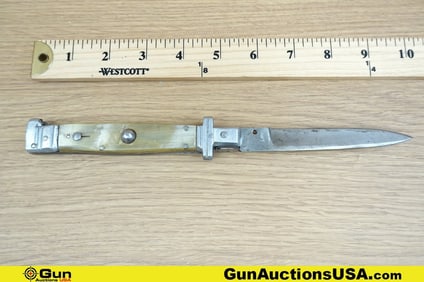 Switch Blade Knife. Good Condition. One Vintage Horn Handle Pick Lock Switch Blade Knife. 3.75"