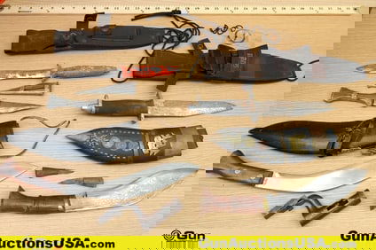U.S. Surplus, Gerber, Etc. Knives, Etc. . Good Condition. Two GURKA Knives with Sheaths. One ISLAMIC