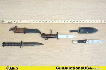 German, Polish, Etc. Knives. Good Condition. One German PIC Knife with Sheath. One Polish AKM