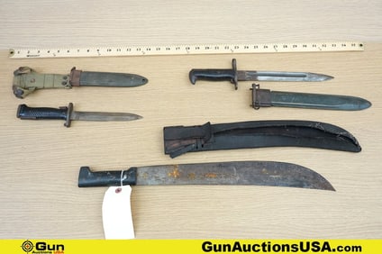 U.S. Surplus, Etc. COLLECTOR'S Bayonets, Machete. Good Condition. One U.S. M8 A1 Bayonet with Sheath