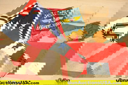 British and U.S. Surplus Flags, Etc. . Very Good. Three Pieces of U.S. Protective Gear and Six