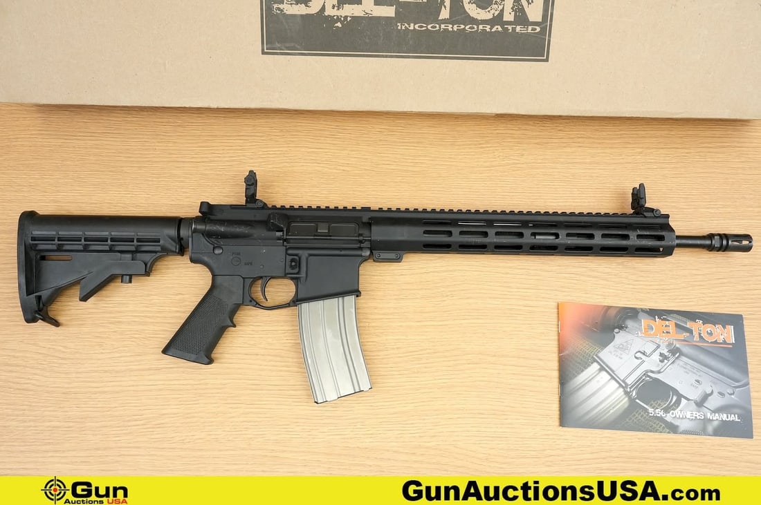 DEL-TON DTI-15 5.56 MM THREADED BARREL Rifle. Good condition, Normal Handling Marks. 16" Barrel.: DEL-TON DTI-15 5.56 MM THREADED BARREL Rifle. Good condition, Normal Handling Marks. 16" Barrel. Shiny Bore, Tight Action Semi Auto Features a THREADED Pencil PROFILE BARREL, A2 Flashider, Aluminum Fr