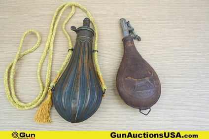 COLLECTOR'S Shot Flasks . Good Condition. One 3lb. Shot Flask from the 1850's, and One Shot Flask