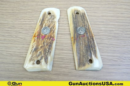 1911 COLLECTOR'S Grips. Very Good. Set of Stag Colt 1911 Grips with Colt Medallions. . (81772)