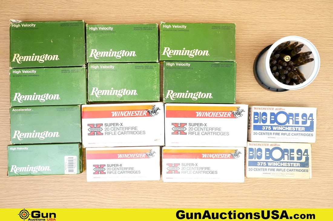 Remington, Winchester, Etc. .444 MARLIN, .308 WIN, .303 BRIT, .45.70 GOVT. 8MM Mauser, 7.62x39, .375: Remington, Winchester, Etc. .444 MARLIN, .308 WIN, .303 BRIT, .45.70 GOVT. 8MM Mauser, 7.62x39, .375 WIN, .300 SAV, .300 WIN MAG . Ammo Approx. 283 Rds in total; Approx. 40 Rds of .444 MARLING, 60 Rds
