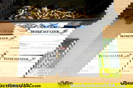 Winchester, Remington, Etc. 9MM . Ammo Approx. 700 Rds. Includes a Small Polymer Ammo Can. . (81078)