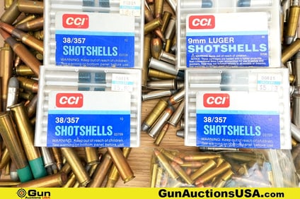 CCI, Etc. .38 Special, .38/.357 Shot Shells, .357 Mag, 9MM, 22LR, .22 Magnum . Ammo Approx. 300 Rds
