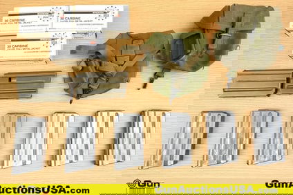 Winchester, Colt, Etc. AR15 .30 Carbine Ammo. 150 Rds of .30 Carbine. Two U.S. Surplus Magazine