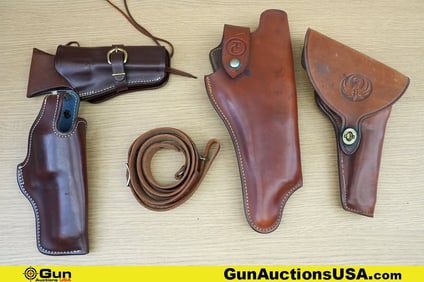 Triple K, Bianchi, Thompson Center Holsters. Very Good. Two Triple K Leather Holsters. One Bianchi
