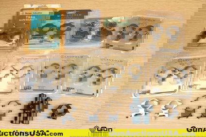 Leupold, Tikka, Etc. . Very Good. Rings Sets, Etc. Six new in Box, Scope Ring Sets, One Lazer Light