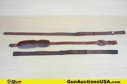 Hunter Leather Co. . Very Good. Slings Three Adjustable Leather Slings. . (80649) (GSCN82)