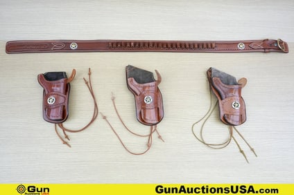 Ross . Very Good. Holsters, Belt Three Leather Holsters and One Leather Gun Belt, Size 44. . (80648)