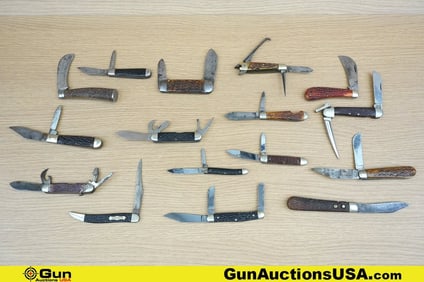 Case, Craftsman, Schrade, Etc. Knives. Very Good. One Schrade Auto Knife and 15 Assorted Folding