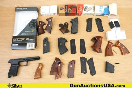 Ruger, Etc. Magazines. Very Good. Assorted Grips; One Set of Ruger MKII Wood Grips. Two Sets of Colt