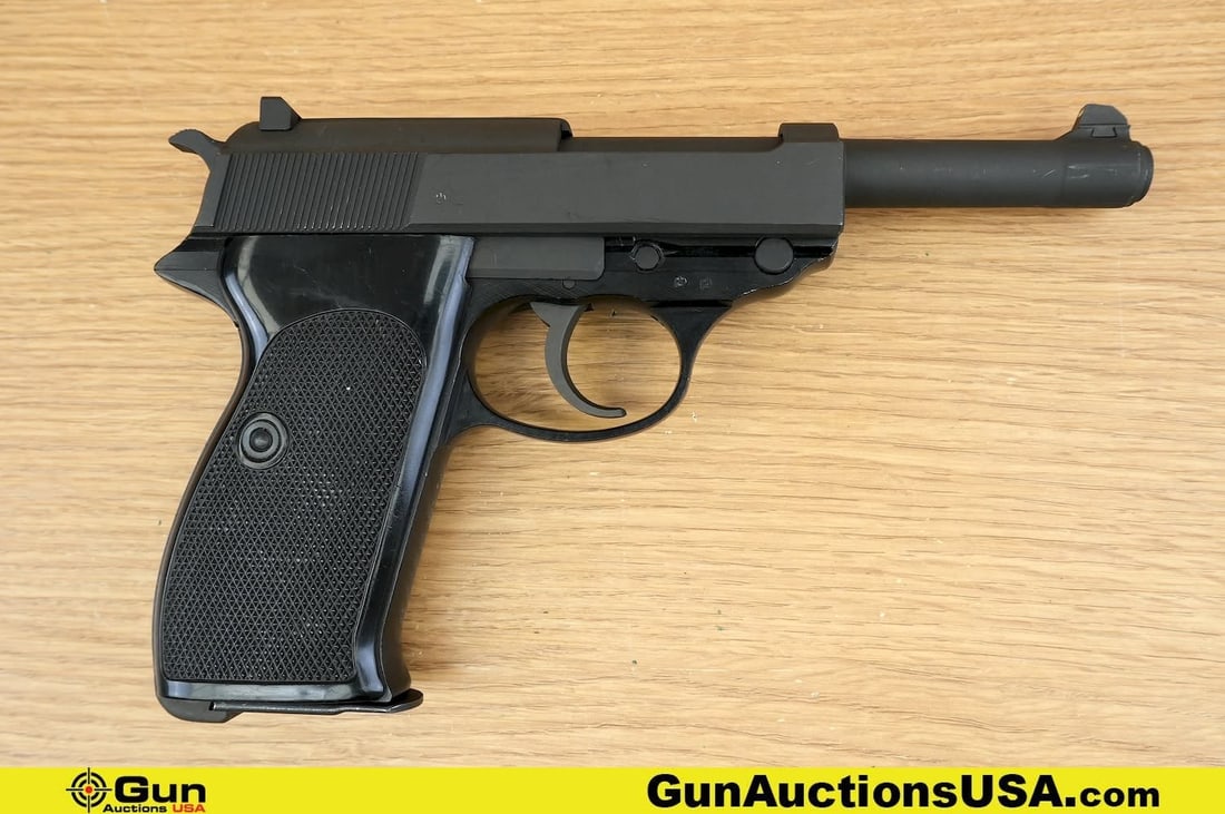 Walther P1 9mm COLLECTOR'S Pistol. Very Good. 5" Barrel. Shiny Bore, Tight Action Semi Auto A: Walther P1 9mm COLLECTOR'S Pistol. Very Good. 5" Barrel. Shiny Bore, Tight Action Semi Auto A Commercial P38, Featuring MATCHING NUMBERS on Frame, Slide, Barrel, and Locking Block, with Phosphate Coat