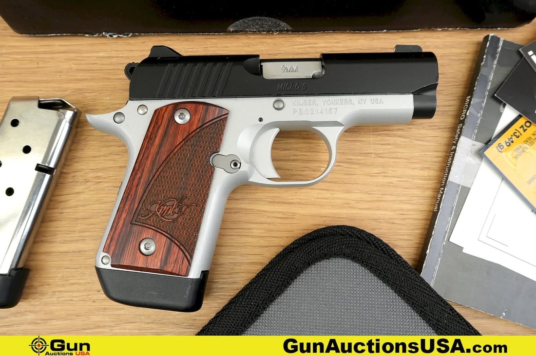 Kimber MICRO 9 9mm Pistol. Very Good. 3" Barrel. Shiny Bore, Tight Action Semi Auto Features Drift (1 of 16)