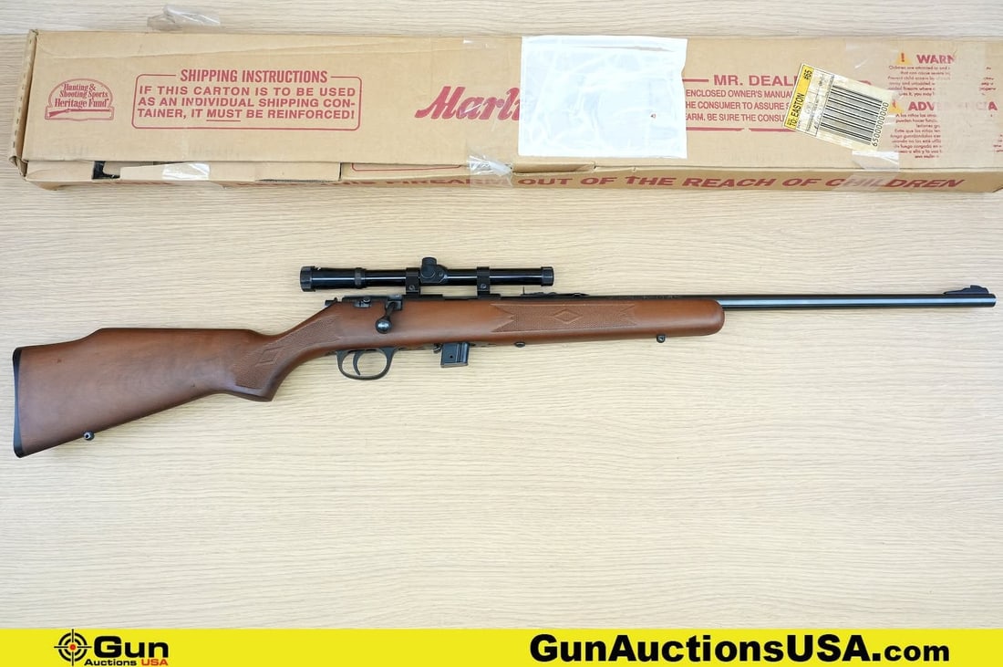 MARLIN 25N .22 LR JM STAMPED Rifle. Excellent. 22" Barrel. Shiny Bore, Tight Action Bolt Action: MARLIN 25N .22 LR JM STAMPED Rifle. Excellent. 22" Barrel. Shiny Bore, Tight Action Bolt Action Features a Brushed Blued Barrel and Receiver, Removable Fixed Front sight, Adjustable Rear Sight, Instal