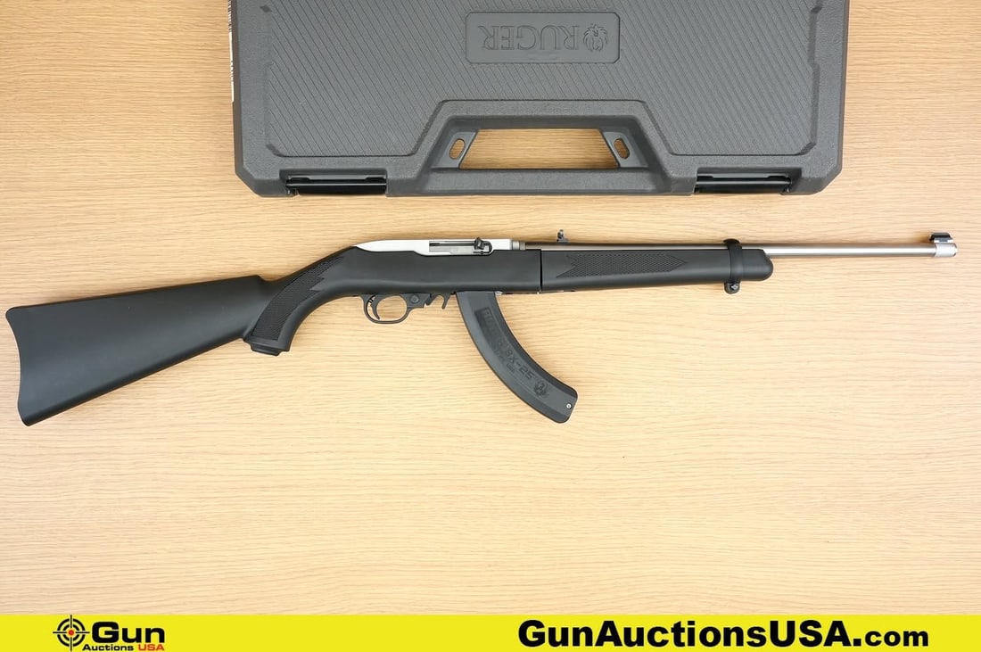 Ruger 10/22 TAKE DOWN .22 LR Rifle. Excellent. 18.5" Barrel. Shiny Bore, Tight Action Semi Auto: Ruger 10/22 TAKE DOWN .22 LR Rifle. Excellent. 18.5" Barrel. Shiny Bore, Tight Action Semi Auto Features a Brushed Stainless Barrel, Drift Adjustable Front sight, Flip up Adjustable Rear sight, Checke