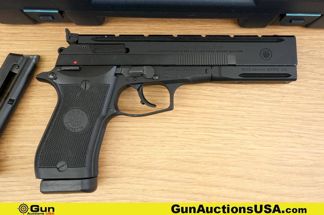 BERETTA 87 TARGET .22 LR COMPETITION Pistol. Very Good. 5 7/8" Barrel. Shiny Bore, Tight Action Semi: BERETTA 87 TARGET .22 LR COMPETITION Pistol. Very Good. 5 7/8" Barrel. Shiny Bore, Tight Action Semi Auto A Great COMPETITION GUN! Features a Fixed Barrel with Removable Barrel Weights, Removable Fron