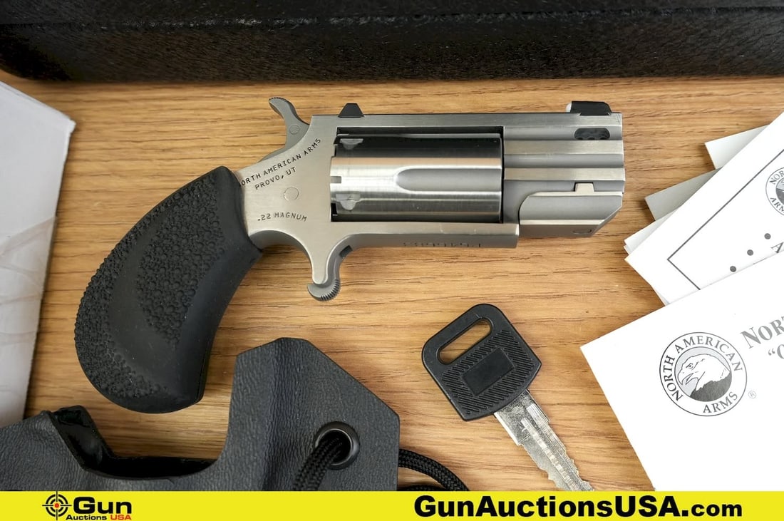 North American NAA-PUG-DP .22 MAGNUM Revolver. Very Good. 1" Barrel. Shiny Bore, Tight Action This: North American NAA-PUG-DP .22 MAGNUM Revolver. Very Good. 1" Barrel. Shiny Bore, Tight Action This compact revolver features a robust design, with an XS Big Dot Front and Rear Sights, SA Only Hammer a