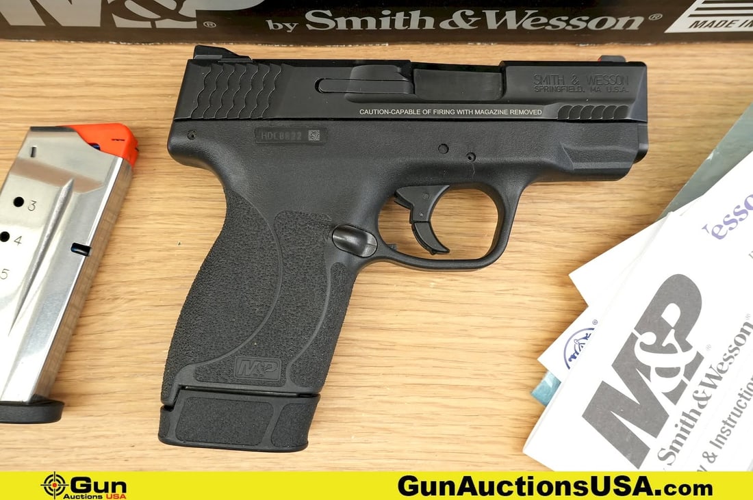 S&W M&P 45 SHIELD .45 AUTO Pistol. Very Good. 3.25" Barrel. Shiny Bore, Tight Action Semi Auto: S&W M&P 45 SHIELD .45 AUTO Pistol. Very Good. 3.25" Barrel. Shiny Bore, Tight Action Semi Auto Features a Drift Adjustable Front And Rear Sights, Melanite Coated Slide and Barrel, Fish Scale Front and
