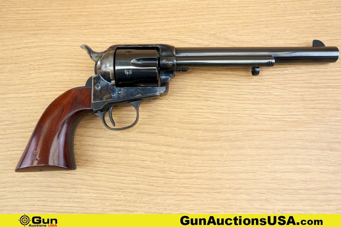 A.UBERTI F CO. 7 CAV. .45 CAL Revolver. Excellent. 7 3/8" Barrel. Shiny Bore, Tight Action A: A.UBERTI F CO. 7 CAV. .45 CAL Revolver. Excellent. 7 3/8" Barrel. Shiny Bore, Tight Action A STUNNING six-shooter that echoes the wild frontier, blending old-world craftsmanship with modern precision.