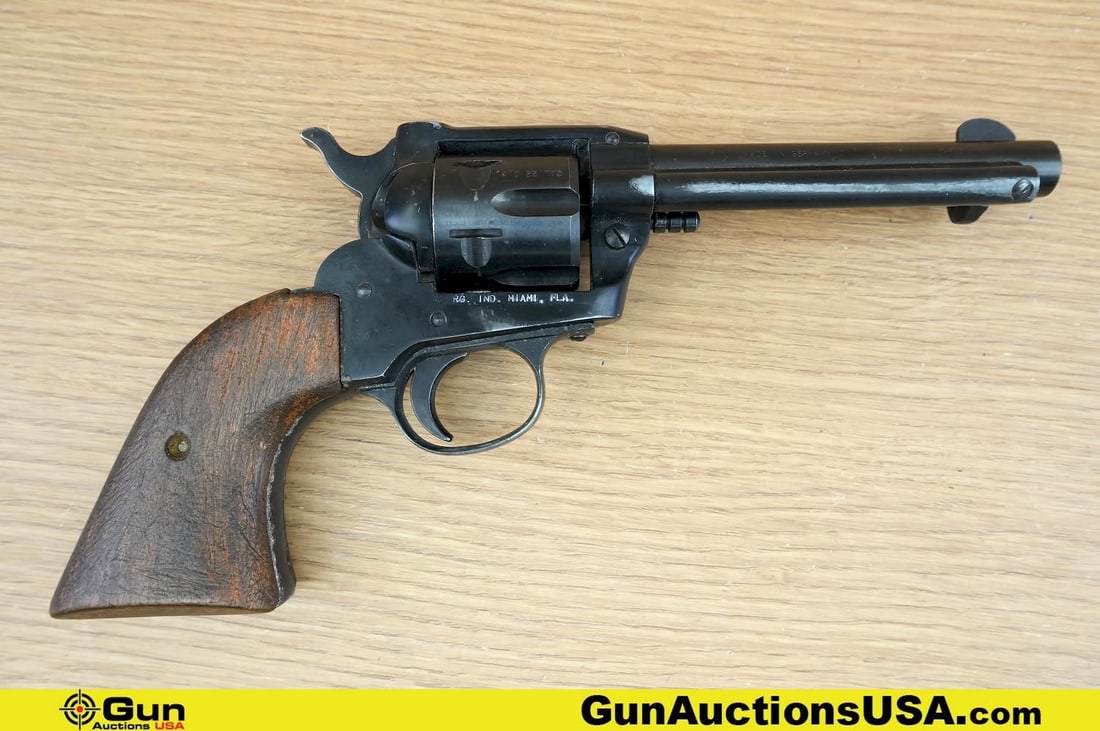ROHM 66 .22 MAGNUM Revolver. Good Condition, Normal Handling Marks. 4.75" Barrel. Shiny Bore, Tight: ROHM 66 .22 MAGNUM Revolver. Good Condition, Normal Handling Marks. 4.75" Barrel. Shiny Bore, Tight Action Features a Fixed Front Sight, Elevation Adjustable Rear Sight, Brushed Blued Barrel and Remov