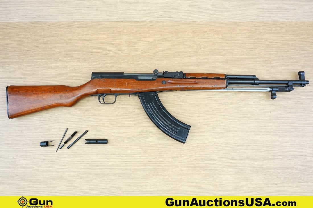 CGA SKS 7.62 x 39 Rifle. Good Condition, Normal Handling Marks. 20" Barrel. Shiny Bore, Tight Action: CGA SKS 7.62 x 39 Rifle. Good Condition, Normal Handling Marks. 20" Barrel. Shiny Bore, Tight Action Semi Auto Features MATCHING NUMBERS on Bolt, Top Cover, Stock, Receiver, and Trigger Guard. Folding