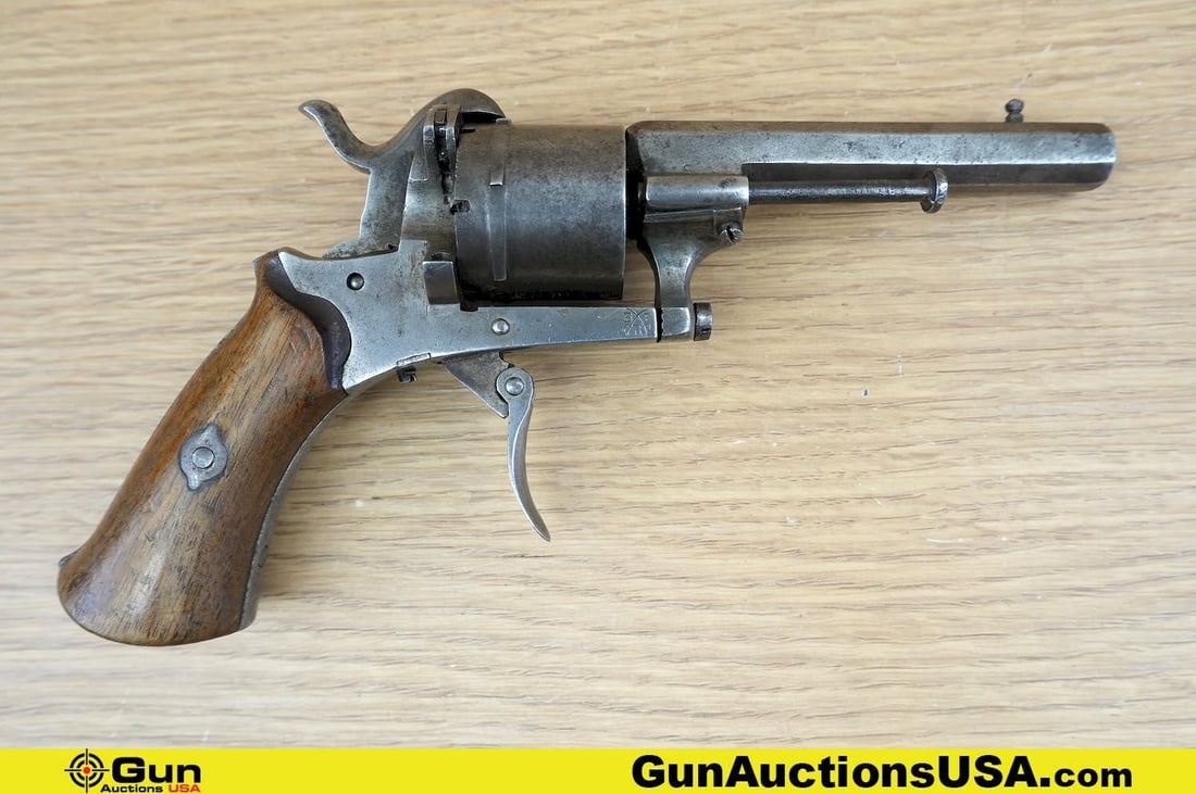 Belgium .32 Cal Revolver. Needs Repair. 3.25" Barrel. Pin Fire Features a Fixed Bead Front Sight, (1 of 7)