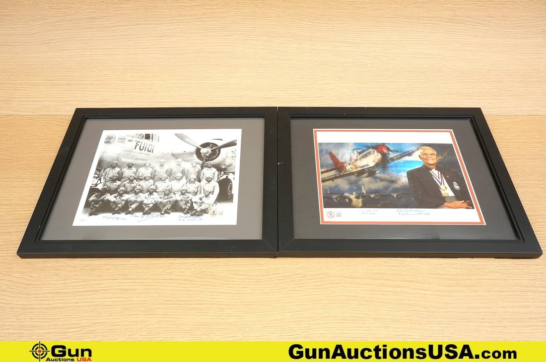 TUSKEGEE AIRMAN COLLECTOR'S Memorabilia. Excellent. One TUSKEGEE AIRMAN P-51 MUSTANG General Mc Gee: TUSKEGEE AIRMAN COLLECTOR'S Memorabilia. Excellent. One TUSKEGEE AIRMAN P-51 MUSTANG General Mc Gee Framed Photo and One TUSKEGEE AIRMAN B25 Pilots Framed Photo. Both in "BECKETT AUTHENTICATED" with C