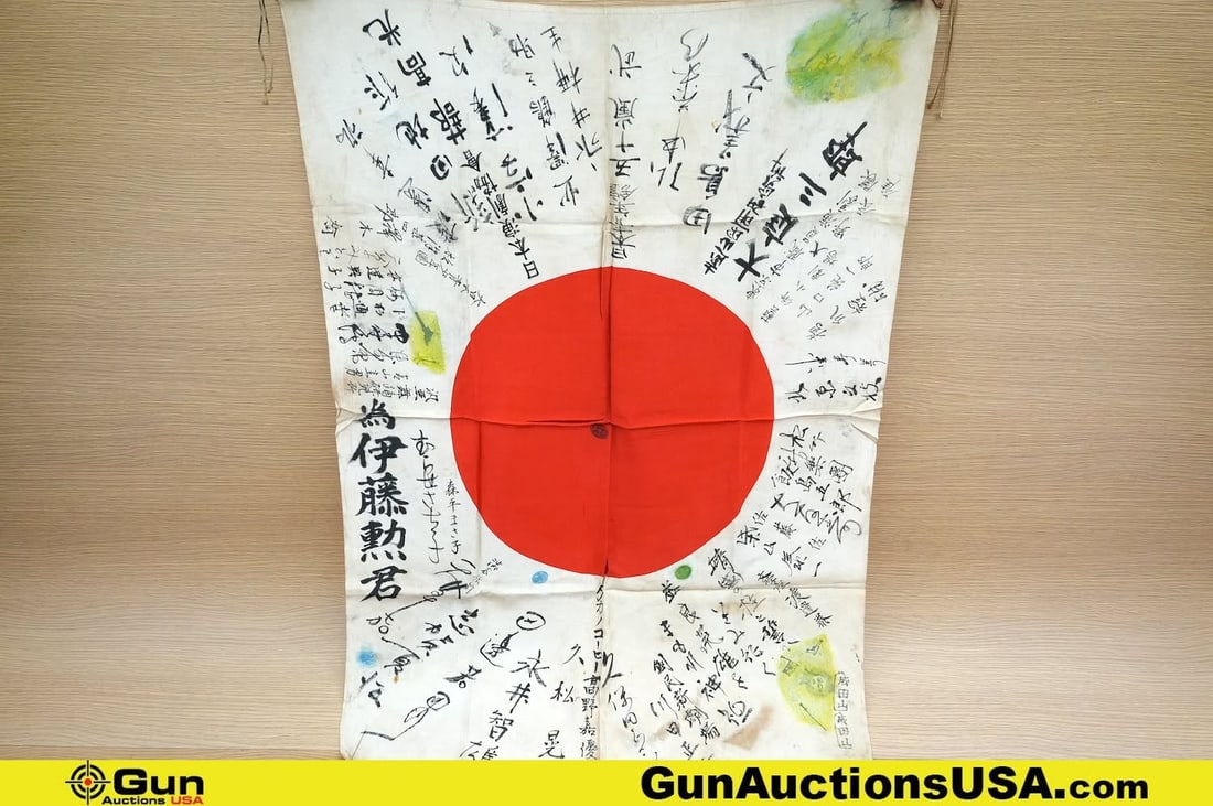 Japanese Surplus COLLECTOR'S Japanese Flag. Very Good. Original Signed Japanese Flag with Water (1 of 20)
