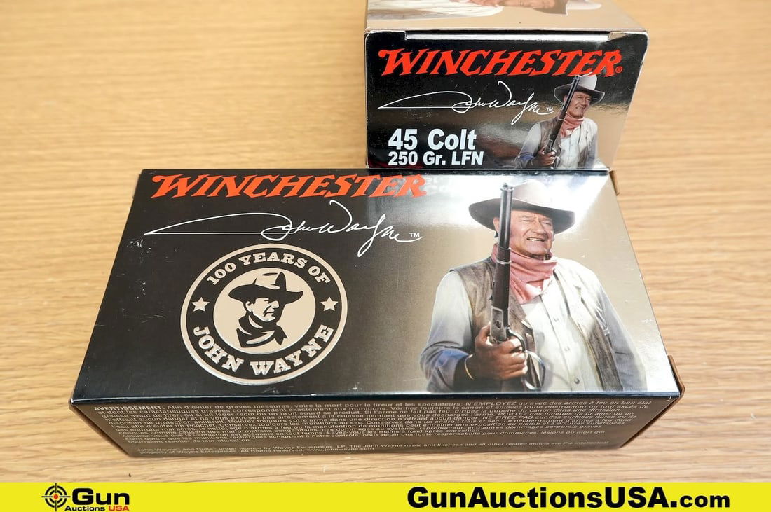 Winchester .45 COLT COLLECTOR'S Ammo. 100 Rds - 100 YEARS OF JOHN WAYNE, 250 Gr, LFN Ammo. (82066) (1 of 2)