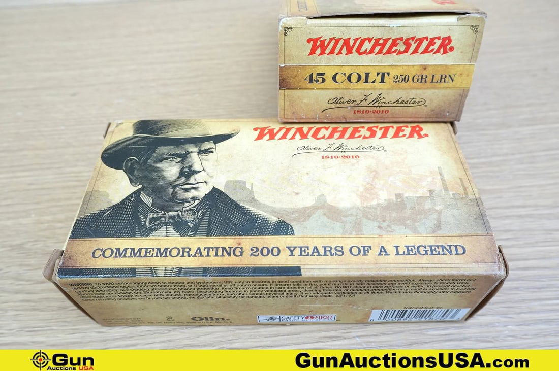 Winchester .45 COLT COLLECTOR'S Ammo. 100 Rds Oliver F Winchester 1810-2010. 250 Gr, LRN Ammo. . (1 of 2)