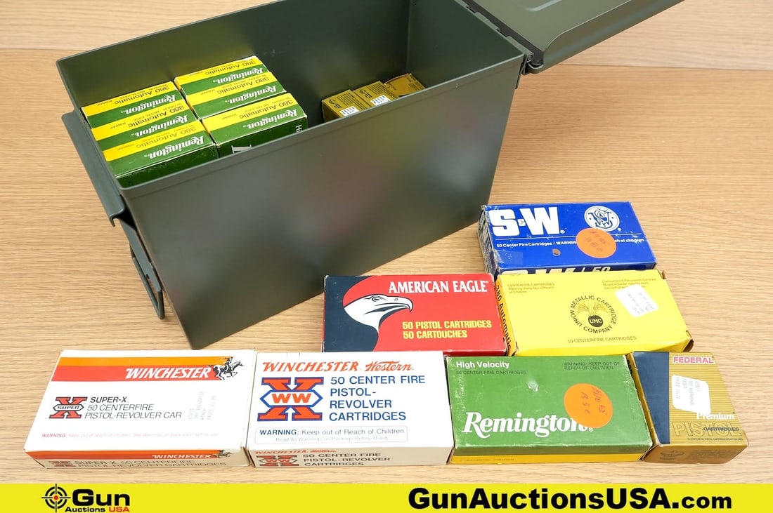 Winchester, Remington, S&W, Etc. .380 AUTO Ammo. Approx. 685 Rds. Includes Metal Ammo Can. . (81840) (1 of 5)
