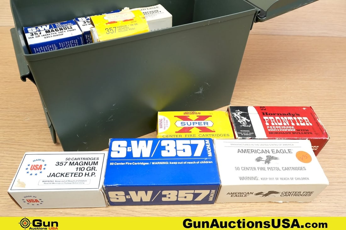 American Eagle, Western, Hornady, Etc. .357 MAGNUM Ammo. Approx. 508 Rds. Includes Metal Ammo Can. . (1 of 5)