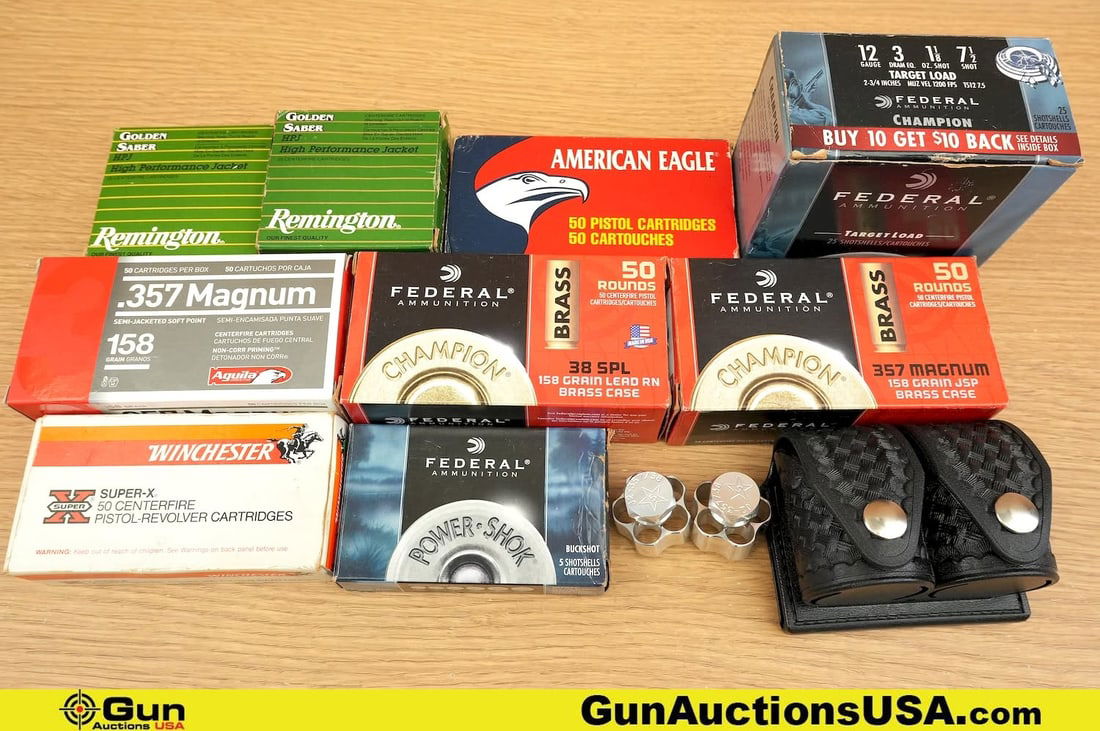 Federal, Winchester, Remington, Etc. .357 MAGNUM, .38 Special, 9MM, 12 Ga. .32 AUTO Ammo. 125 Rds of (1 of 9)
