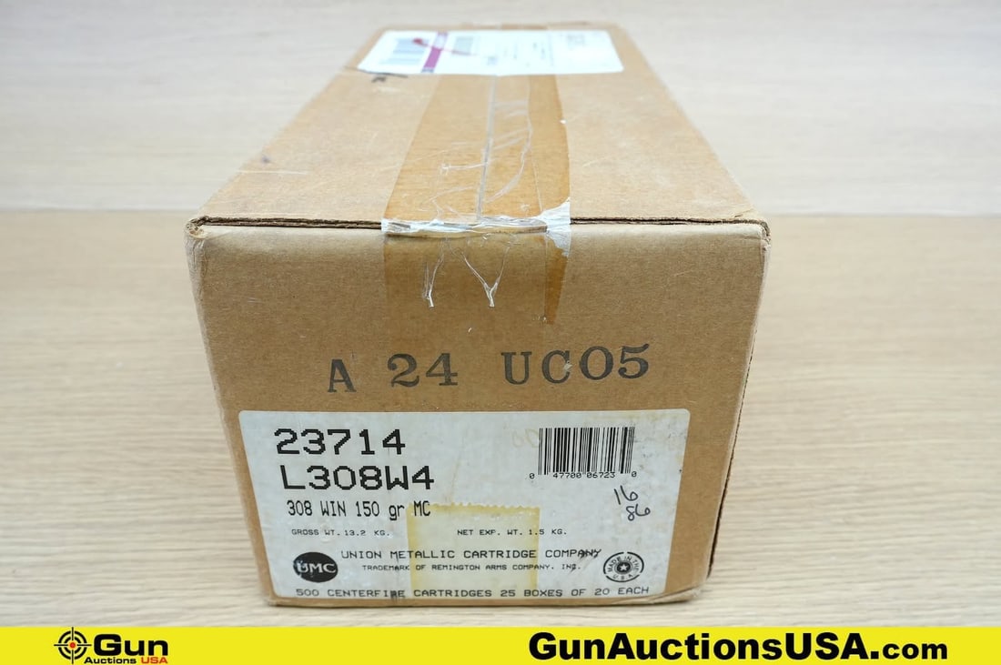 Remington .308 Ammo . 500 Rds of 150 Gr Ball. . (81823) (GSCW70): Remington .308 Ammo . 500 Rds of 150 Gr Ball. . (81823) (GSCW70)
