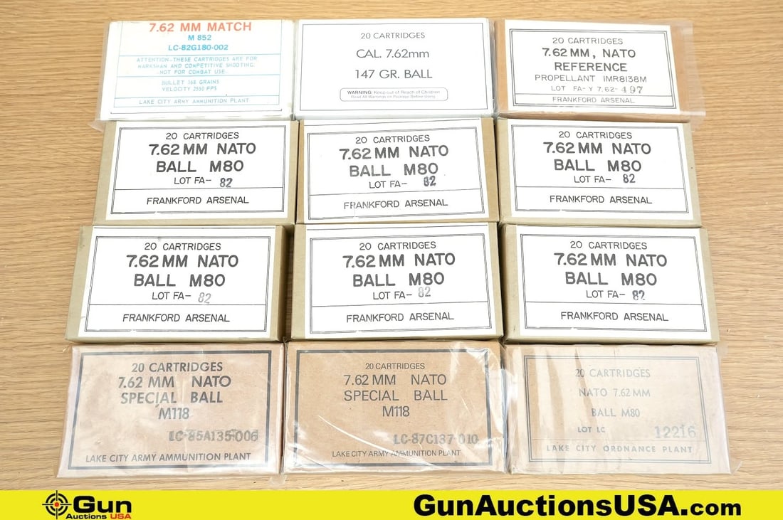 Lake City, Frankford Arsenal, Etc. 7.62 NATO Ammo. Approx. 240 Rds. . (81960) (GSCU68): Lake City, Frankford Arsenal, Etc. 7.62 NATO Ammo. Approx. 240 Rds. . (81960) (GSCU68)