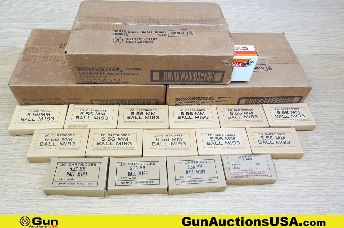 PMC, OLIN, Etc. .223, 5.56 Ammo. 600 Rds of .223, and 300 Rds of 5.56. (82057) (GSCV37) (1 of 5)